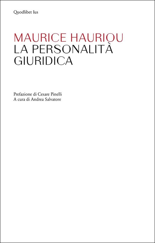 La personalità giuridica - Maurice Hauriou - copertina