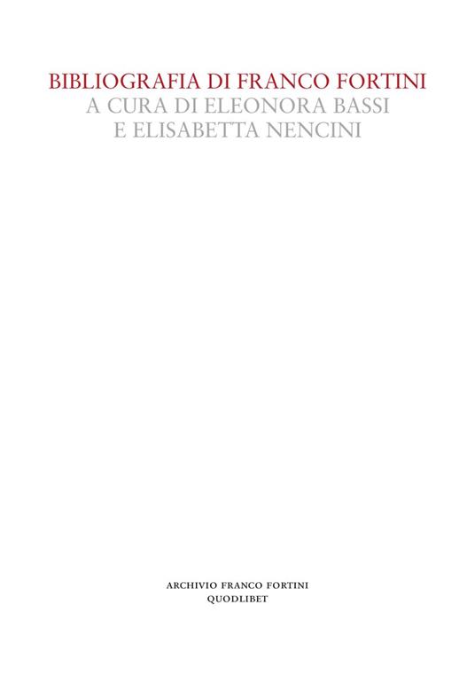 Bibliografia di Franco Fortini - copertina