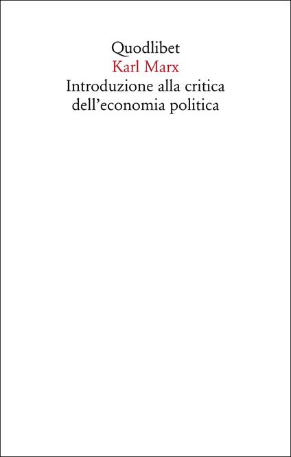 Introduzione alla critica dell'economia politica - Karl Marx - copertina