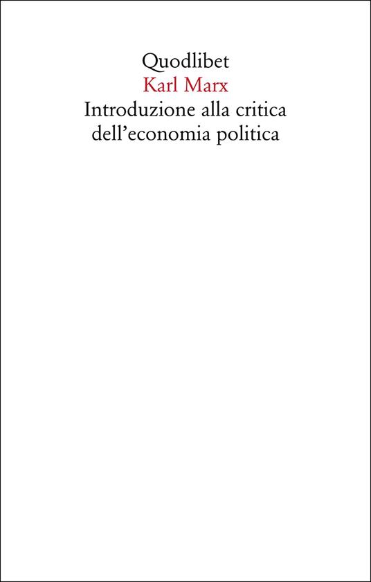 Introduzione alla critica dell'economia politica - Karl Marx - copertina