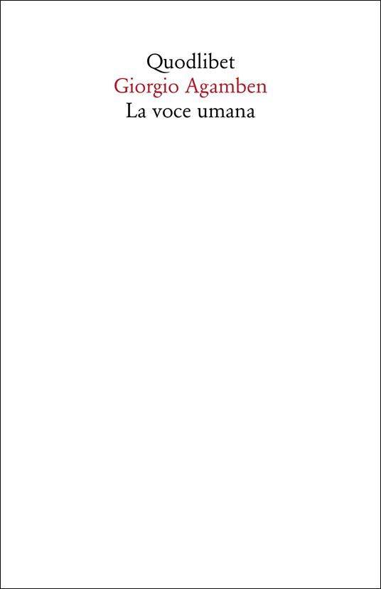 La voce umana - Giorgio Agamben - copertina