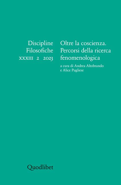 Discipline filosofiche (2023). Ediz. multilingue. Vol. 2: Oltre la coscienza. Percorsi della ricerca fenomenologica - copertina