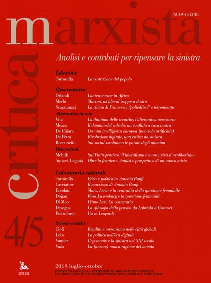 Critica marxista (2019). Vol. 4-5 - copertina