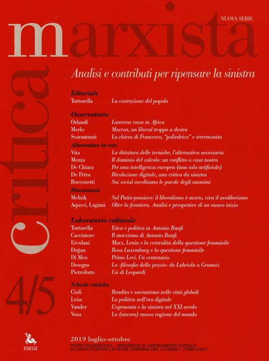 Critica marxista (2019). Vol. 4-5 - copertina