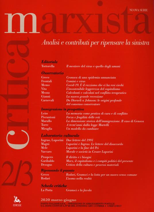 Critica marxista (2020). Vol. 2-3 - copertina