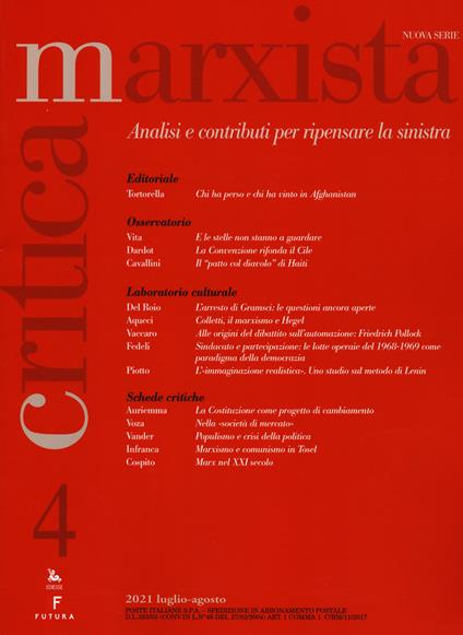 Critica marxista (2021). Vol. 4 - copertina