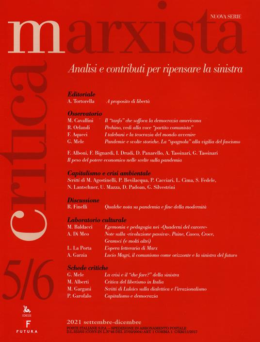 Critica marxista (2021). Vol. 5-6 - copertina