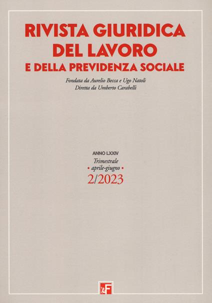 Rivista giuridica del lavoro e della previdenza sociale (2023). Vol. 2 - copertina