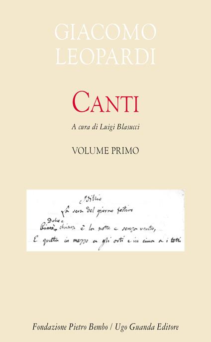 Canti. Vol. 1 - Giacomo Leopardi - copertina