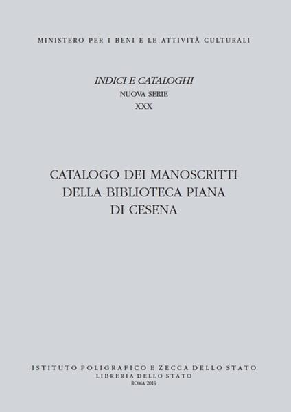 Catalogo dei manoscritti della Biblioteca Piana di Cesena - copertina