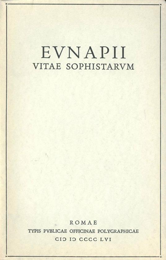 Eunapii vitae sophistarum - Eunapio - copertina
