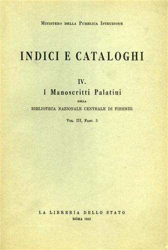 I manoscritti palatini della Biblioteca Nazionale Centrale di Firenze. Vol. 3 - copertina