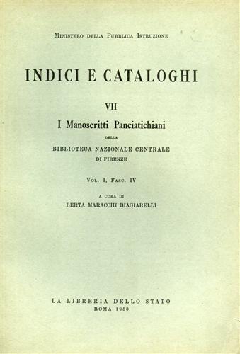 I manoscritti panciatichiani della Biblioteca Nazionale Centrale di Firenze - B. Maracchi Biagiarelli - copertina