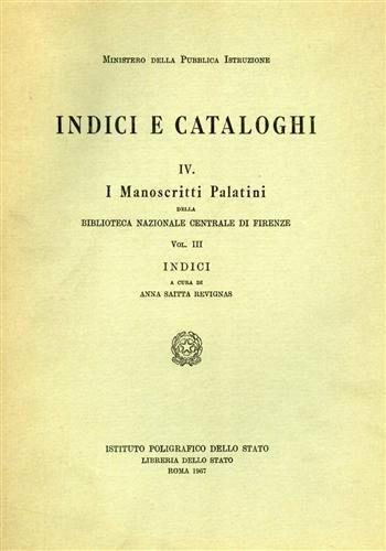 Manoscritti palatini della Biblioteca Nazionale Centrale di Firenze. Indici (I) - copertina