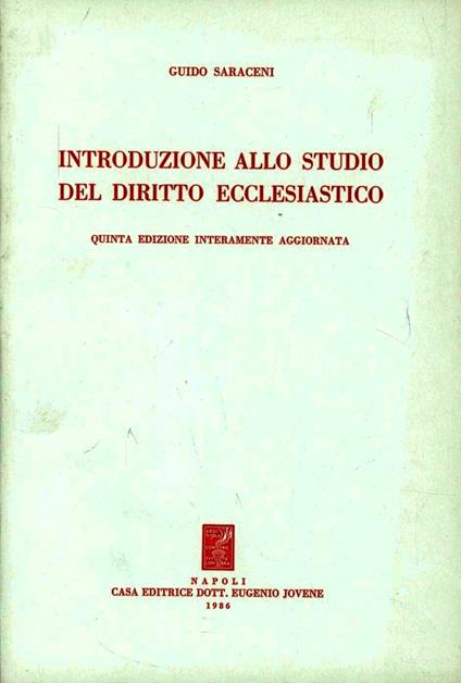 Introduzione allo studio del diritto ecclesiastico - Guido Saraceni - copertina