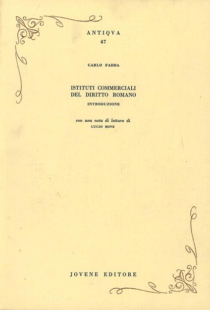 Istituti commerciali del diritto romano. Introduzione - Carlo Fadda - copertina