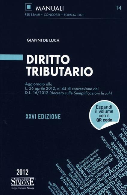 Diritto tributario - Gianni De Luca - copertina