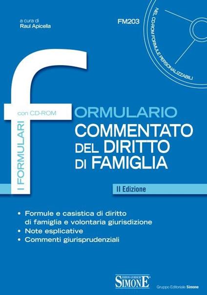 Formulario commentato del diritto di famiglia. Con CD-ROM - copertina
