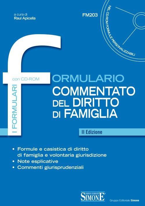 Formulario commentato del diritto di famiglia. Con CD-ROM - copertina