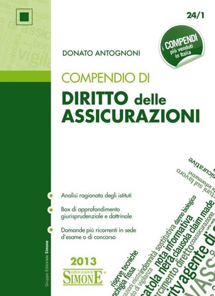 Compendio di diritto delle assicurazioni - Donato Antognoni - copertina