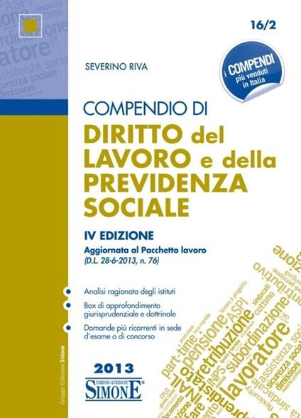Compendio di diritto del lavoro e della previdenza sociale - Severino Riva - copertina