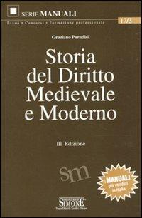 Storia del diritto medievale e moderno - Graziano Paradisi - copertina
