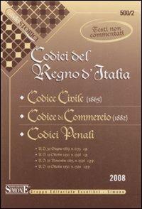 Codici del Regno d'Italia, Codici non commentati - copertina