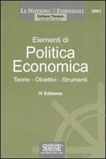 Elementi di politica economica. Teorie, obiettivi, strumenti