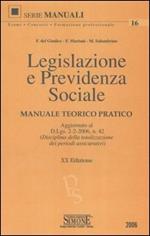 Legislazione e previdenza sociale. Manuale teorico pratico