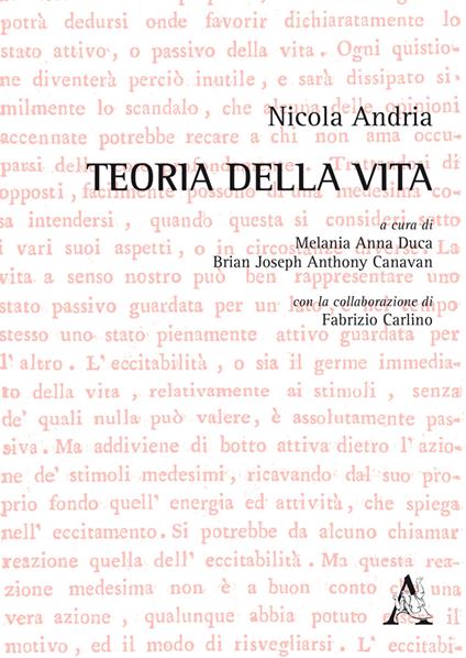 Teoria della vita - Nicola Andria - copertina