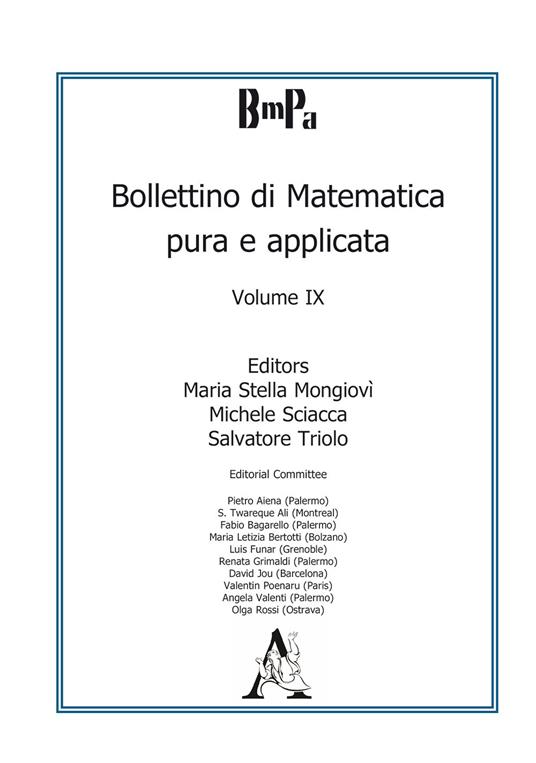 Bollettino di matematica pura e applicata. Vol. 9 - copertina