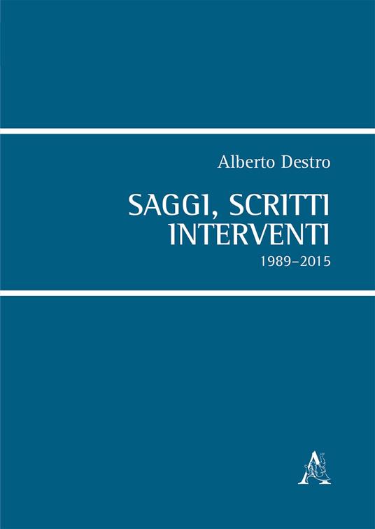 Saggi, scritti, interventi. 1989-2015 - Alberto Destro - copertina