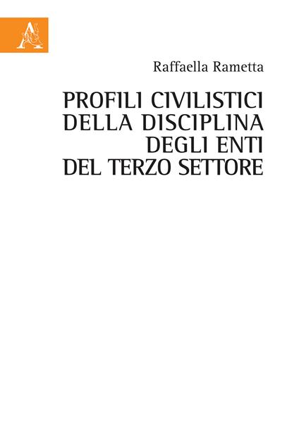 Profili civilistici della disciplina degli enti del terzo settore - Raffaella Rametta - copertina