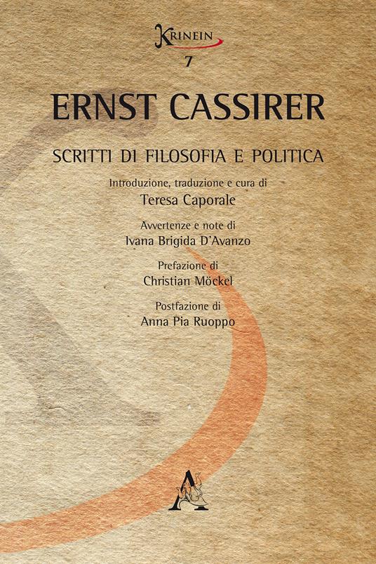 Ernst Cassirer. Scritti di filosofia e politica - copertina