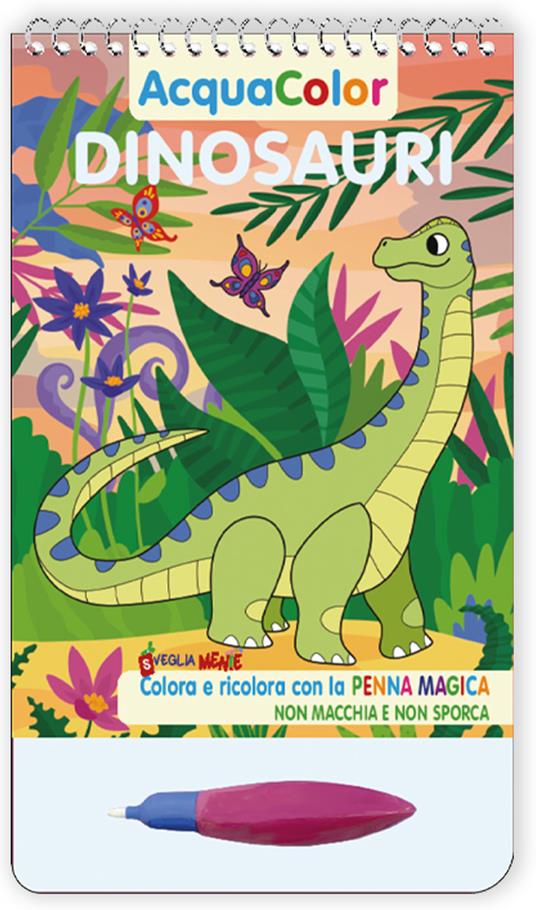 Dinosauri. AcquaColor. Ediz. a spirale. Con penna magica - copertina