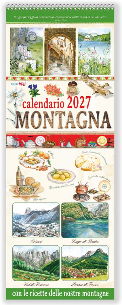 Montagna con le ricette delle nostre montagne. Calendario 2027 - copertina