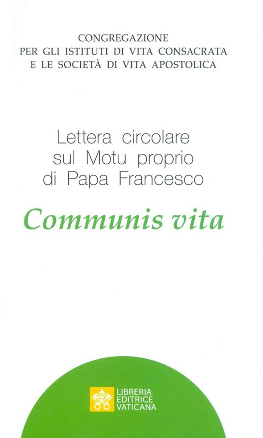 Communis Vita. Lettera circolare sul Motu Proprio di Papa Francesco - copertina