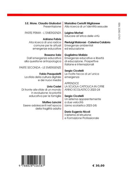 Emergenze educative. Scuola cattolica in Italia. 26° rapporto - 2