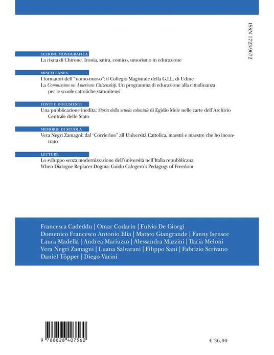 Annali di storia dell'educazione e delle istituzioni scolastiche (2025). Vol. 32: La risata di Chirone. Ironia, satira, comico, umorismo in educazione - 2