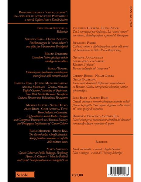 Scholé. Rivista di educazione e studi culturali (2025). Vol. 1: Problematizzare la «cancel culture»: una sfida per le interculture postdigitali - 2