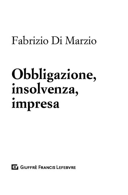 Obbligazione, insolvenza, impresa - Fabrizio Di Marzio - copertina