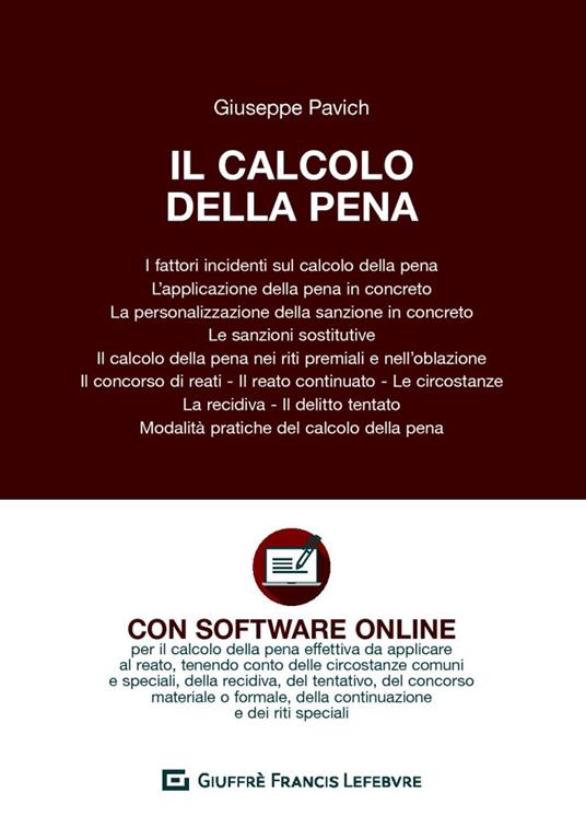 Il calcolo della pena - Giuseppe Pavich - copertina