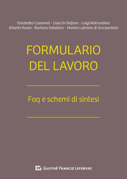 Formulario del lavoro. Faq e schemi di sintesi - copertina