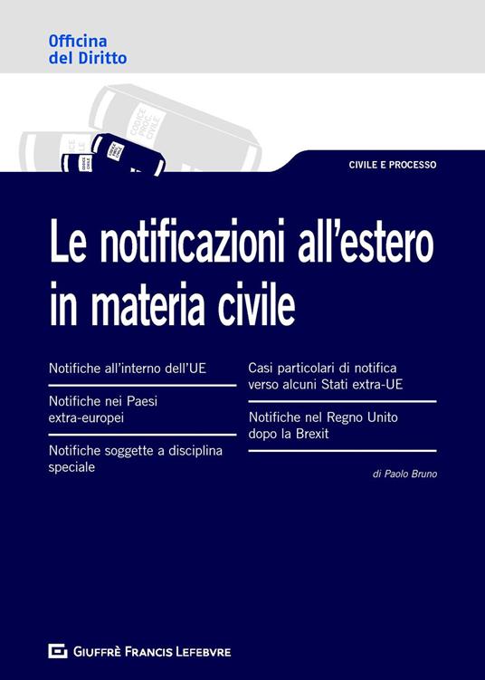 Le notificazioni all'estero in materia civile - Paolo Bruno - copertina