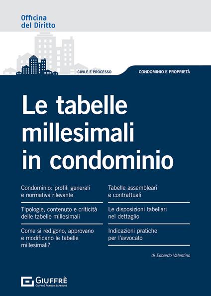 Le tabelle millesimali in condominio - Edoardo Valentino - copertina
