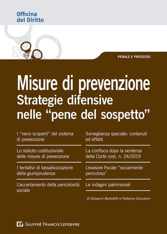 Misure di prevenzione - Giovanni Bartoletti,Federica Ceccaroni - copertina