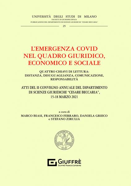 L' emergenza Covid nel quadro giuridico, economico e sociale - copertina