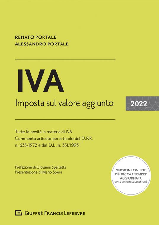 IVA. Imposta sul valore aggiunto 2022 - Renato Portale,Alessandro Portale - copertina