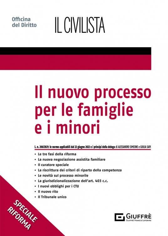Il nuovo processo per le famiglie e i minori - Alessandro Simeone,Giulia Sapi - copertina