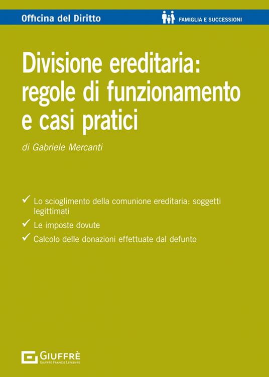 La divisione ereditaria - Gabriele Mercanti - copertina